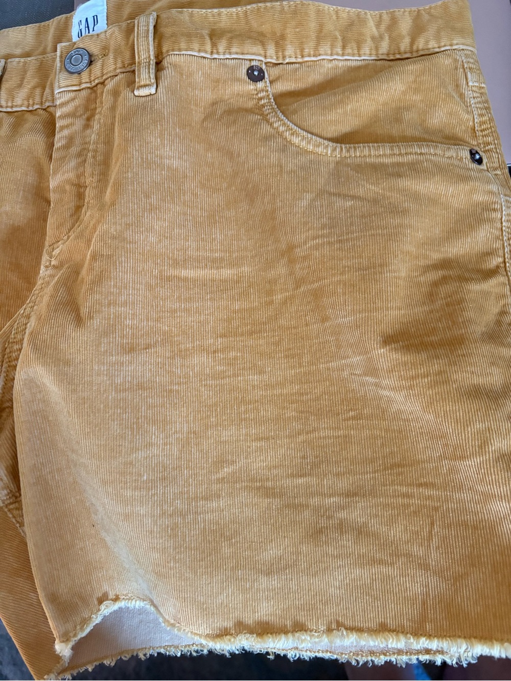 Gap Corduroy Raw Hem Cutoff Shorts Mustard Yellow Gold Boho Size 16 - Picture 4 of 5